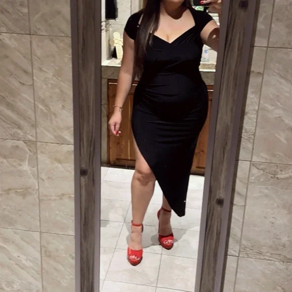 Norma Kamali Black Asymmetrical Dress - Picture 4 of 6